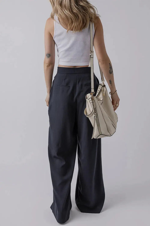 'Keturah' Pleated Wide Leg Pants - Celes Fashion